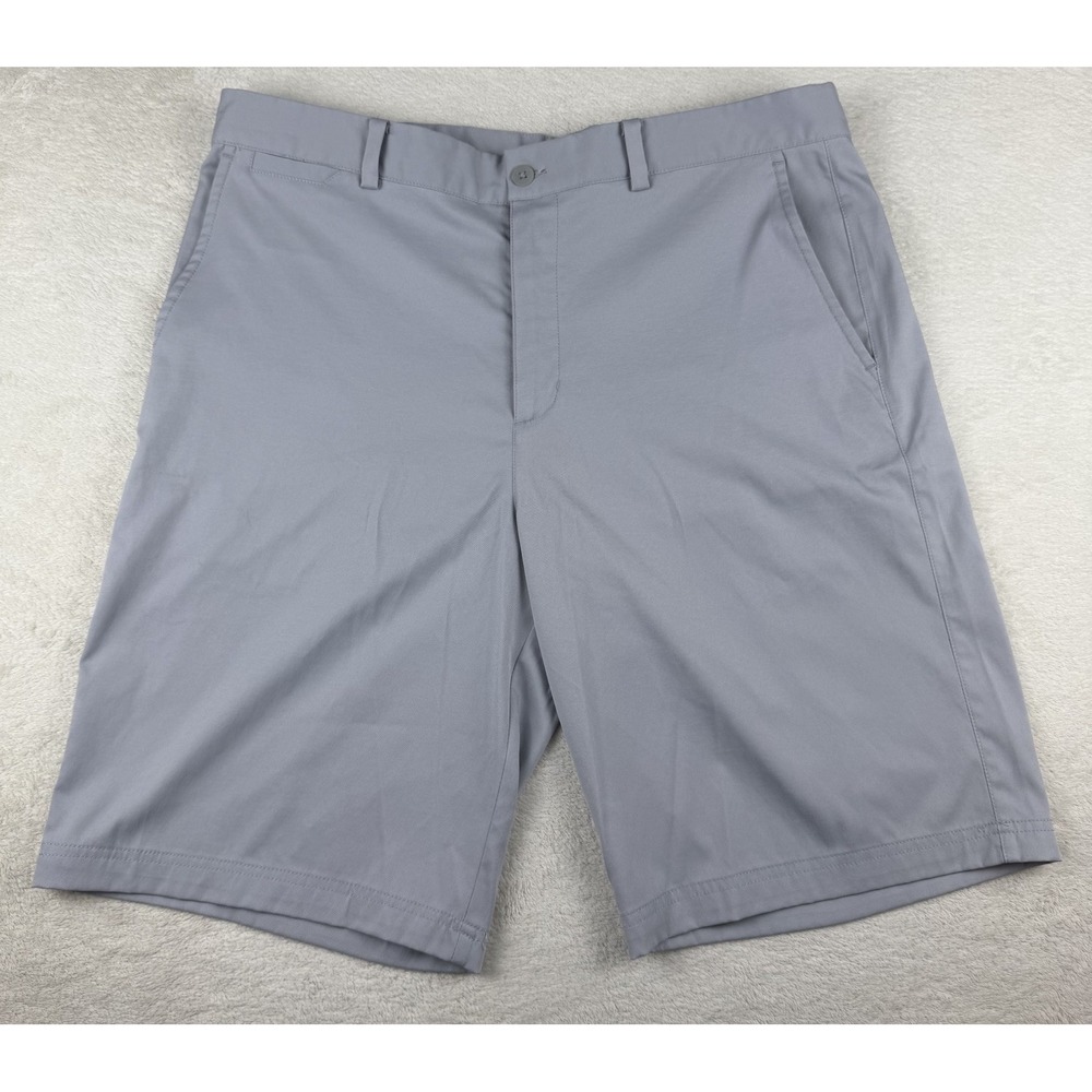 Nike Dri-Fit Golf Shorts Mens 34 Gray Flat Front Chino Performance‎ Stretch